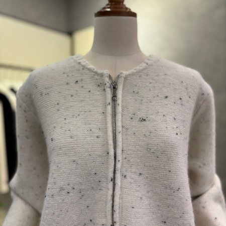 컬러믹스 집업 라운드 가디건