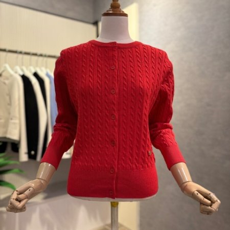 꽈베기 단추 라운드 가디건