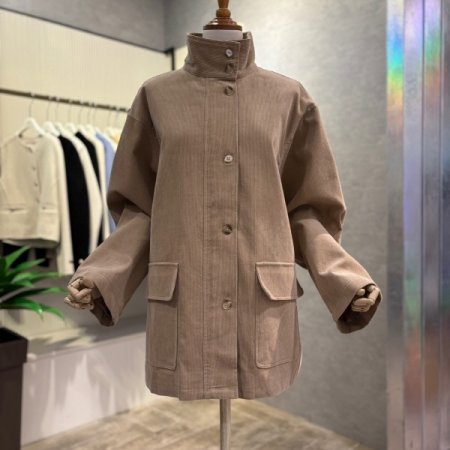 코듀로이 박시 하프 코트