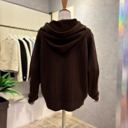 후드 꽈배기 니트