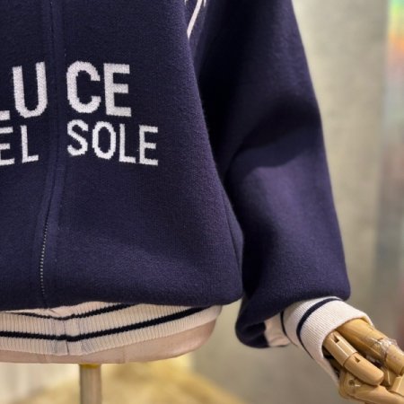 배색 집업 하이넥 가디건