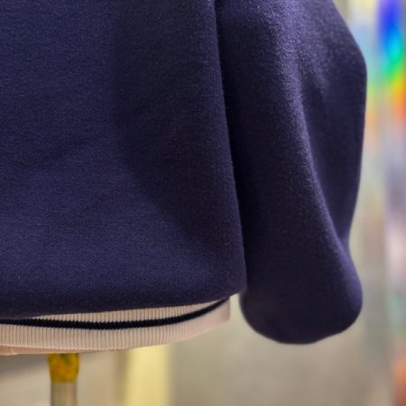 배색 집업 하이넥 가디건