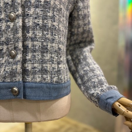 배색 카라 트위드 자켓