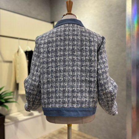 배색 카라 트위드 자켓