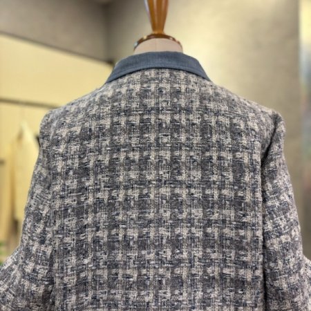 배색 카라 트위드 자켓