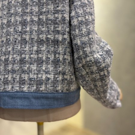 배색 카라 트위드 자켓