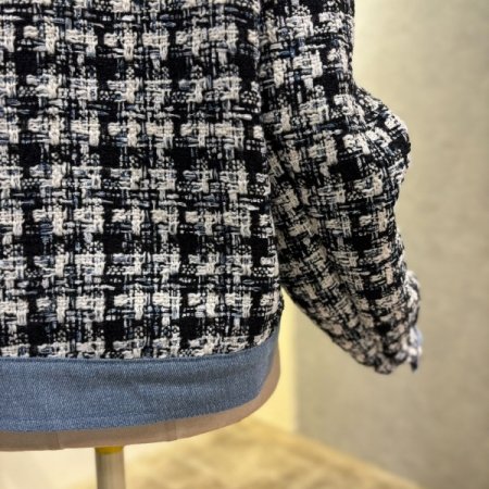 크롭 배색 트위드 자켓