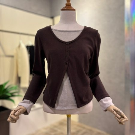 레이어드 배색 티셔츠