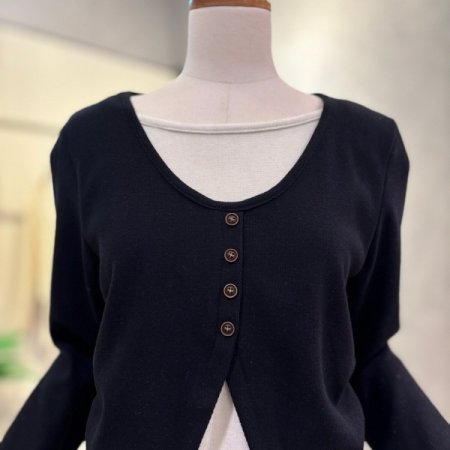 배색 언발 레이어드 티셔츠