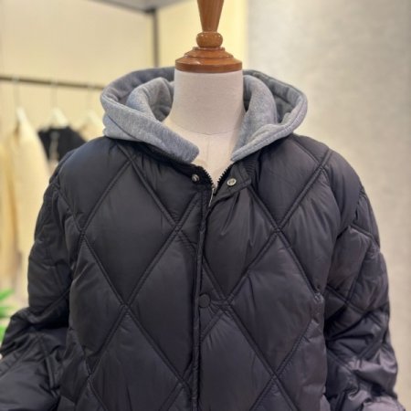 후드탈부착 퀼팅 롱 패딩