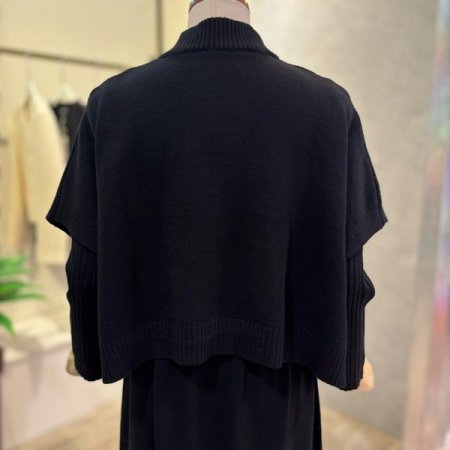 케이프 니트 롱 원피스