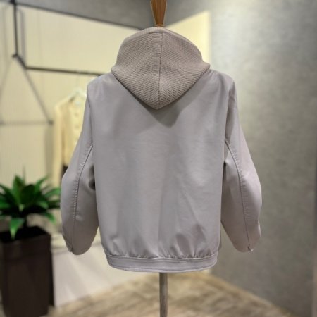 페이크 레더 후드 재킷