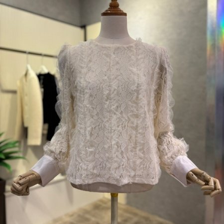 시스루 프릴 레이스 블라우스