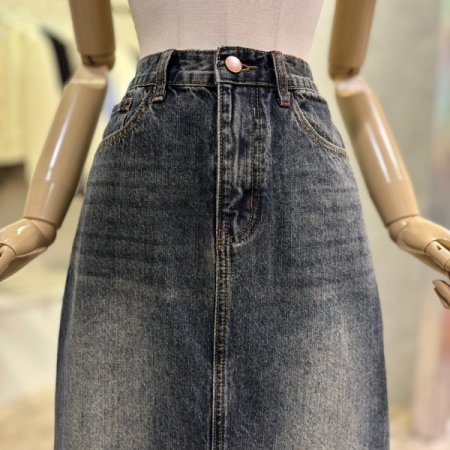 빈티지 데님 롱 스커트