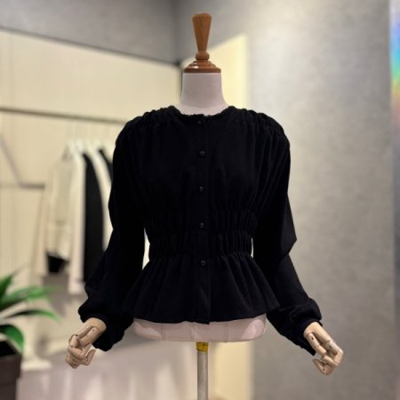 셔링 라인 벨로아 블라우스