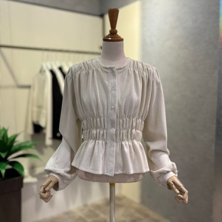 셔링 라인 벨로아 블라우스