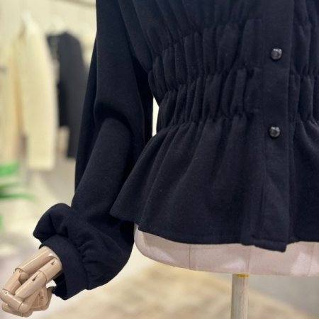 셔링 라인 벨로아 블라우스