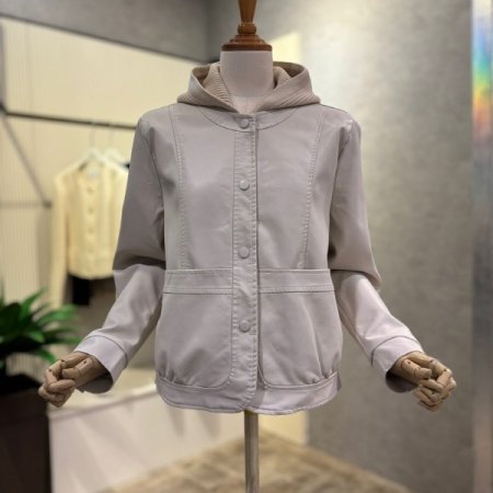 인조 가죽 후드 라인더 재킷