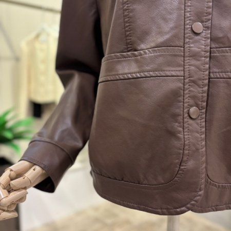 인조 가죽 후드 라인더 재킷