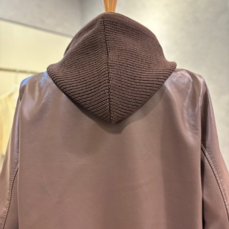 인조 가죽 후드 라인더 재킷