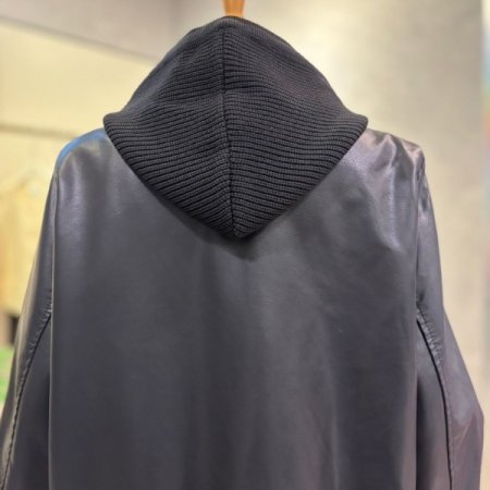 페이크 레더 라이더 후드 재킷