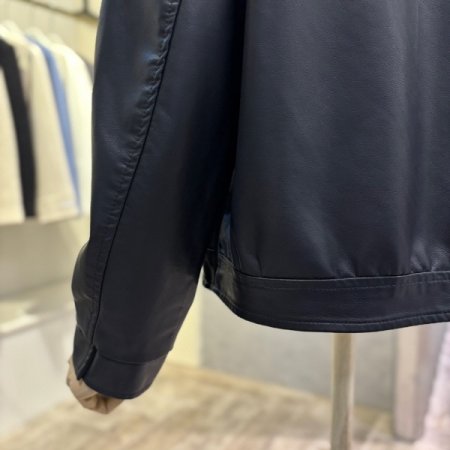 페이크 레더 라이더 후드 재킷