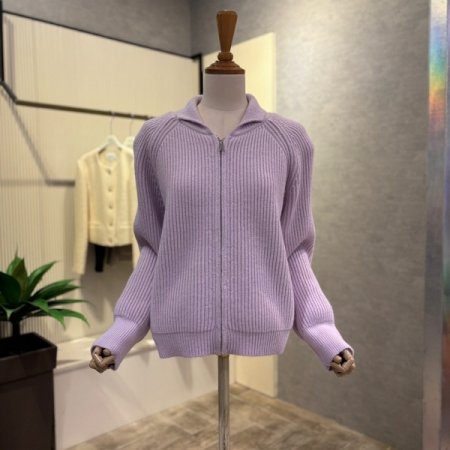 지퍼 카라 니트 가디건