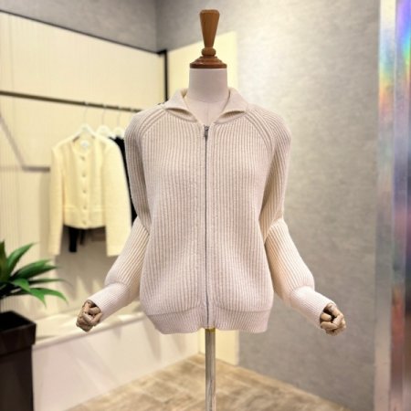 지퍼 카라 니트 가디건