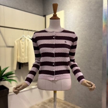 크롭 투톤 배색 꽈베기 가디건