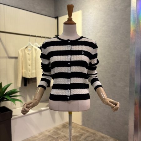 크롭 투톤 배색 꽈베기 가디건