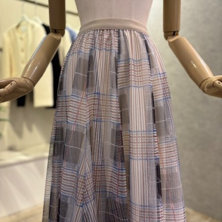 패턴 시스루 롱 스커트