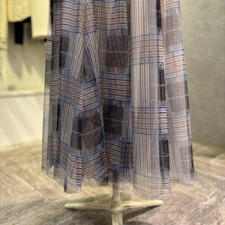 패턴 시스루 롱 스커트