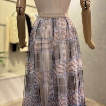 패턴 시스루 롱 스커트