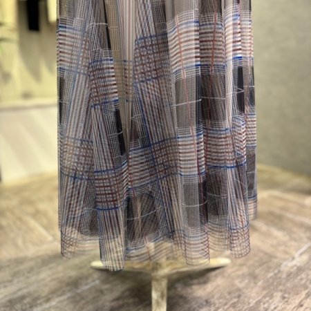 패턴 시스루 롱 스커트