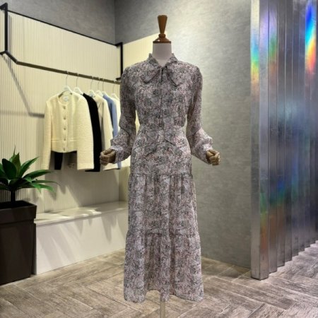 플라워 시폰 리본 원피스