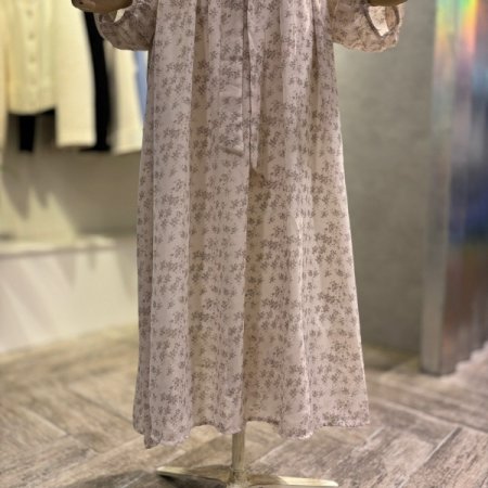 프릴 프라워 시폰 롱 원피스