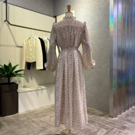 프릴 프라워 시폰 롱 원피스