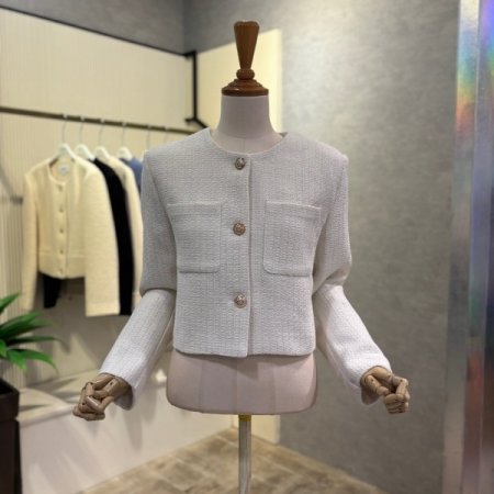 크롭 트위드 라운드 재킷