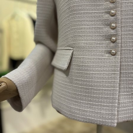 진주 트위드 카라 재킷