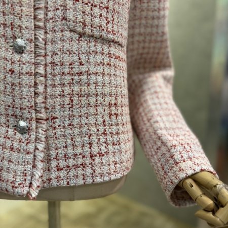 부클 라인 컬러 라운드 트위드 재킷