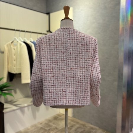 부클 라인 컬러 라운드 트위드 재킷