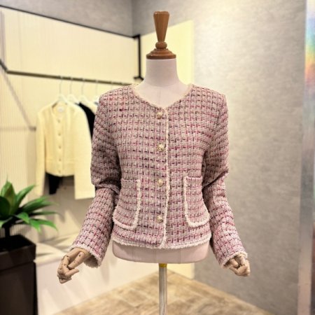 부클 라인 포켓 트위드 컬러 재킷