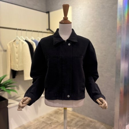나그랑 크롭 블랙 데님 재킷
