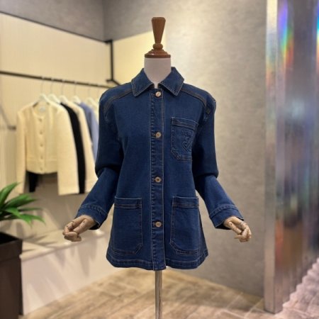 포켓 포인트 데님 카라 재킷