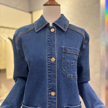 포켓 포인트 데님 카라 재킷