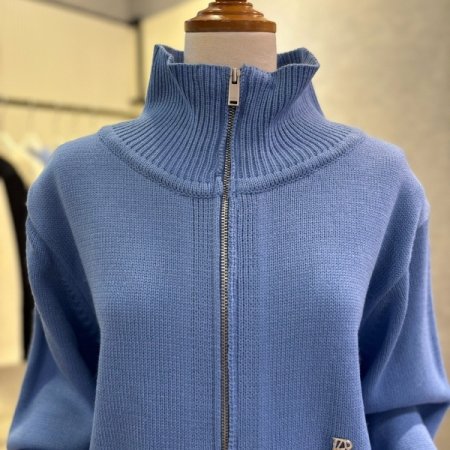 크롭 집업 하이넥 니트 가디건