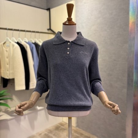 캐시미어 혼방 카라 니트