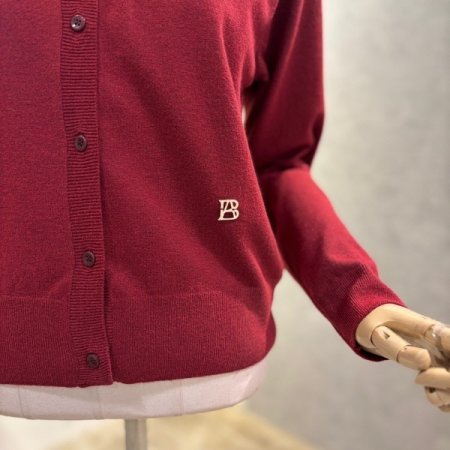 라운드 레이어드 단추 가디건 니트