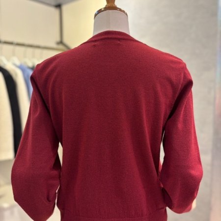 라운드 레이어드 단추 가디건 니트