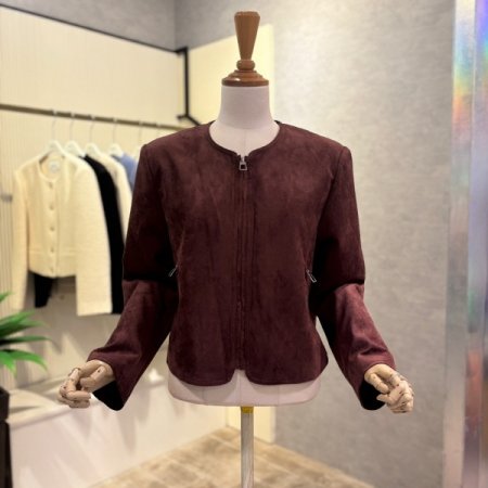 크롭 세무 라운드 재킷